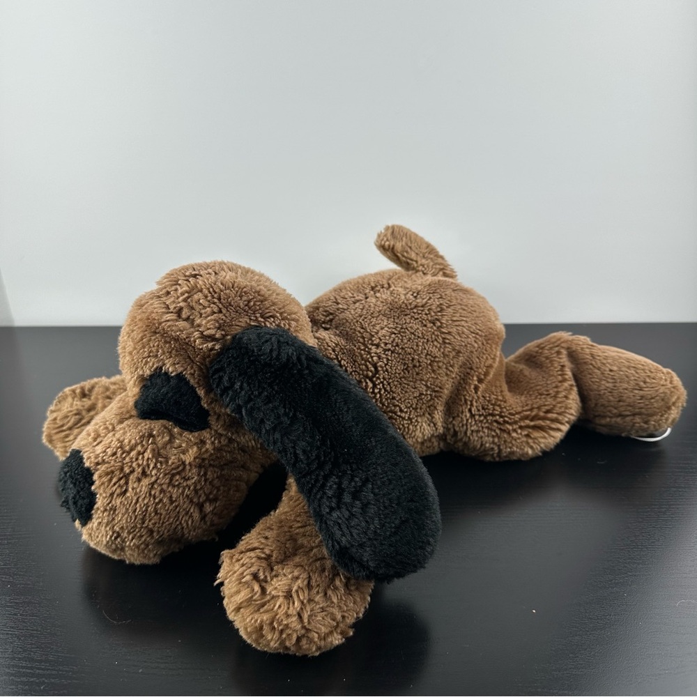 Vintage Chosun Brown and Black Floppy Dog Lying Beans Plush Stuffed Animal 15”